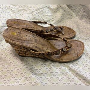 Two Lips Cork Sandals with Brown Accents